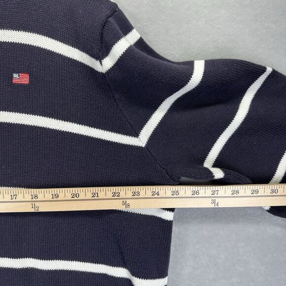 VTG Ralph Lauren Polo Jeans Co Striped 1/4 Zip Pullover Sweater RL Flag Size XL - Picture 5 of 10